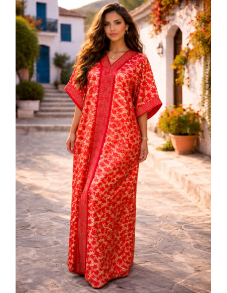 Kaftan satin et brocart strass