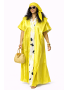 Kaftan satin et brocart fleurs