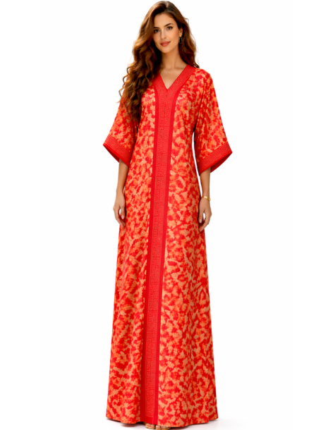 Kaftan satin et brocart strass