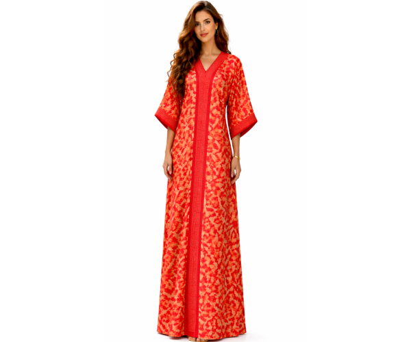 Kaftan satin et brocart strass