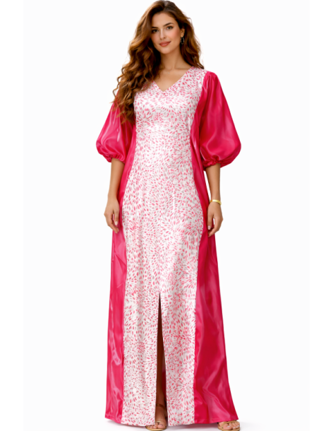 Kaftan satin et brocart broderie