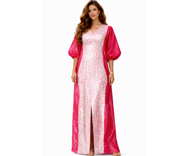 Kaftan satin et brocart broderie