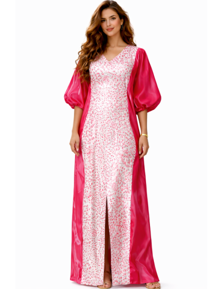 Kaftan satin et brocart broderie
