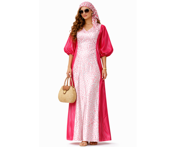 Kaftan satin et brocart broderie