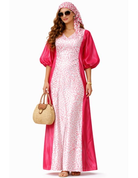 Kaftan satin et brocart broderie