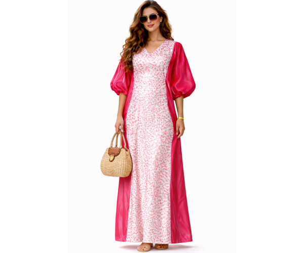 Kaftan satin et brocart broderie
