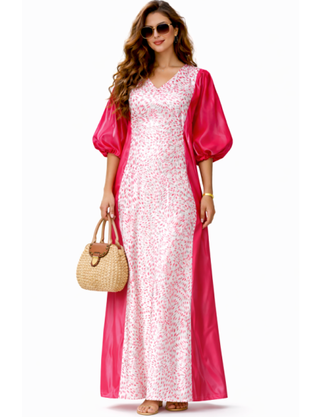 Kaftan satin et brocart broderie