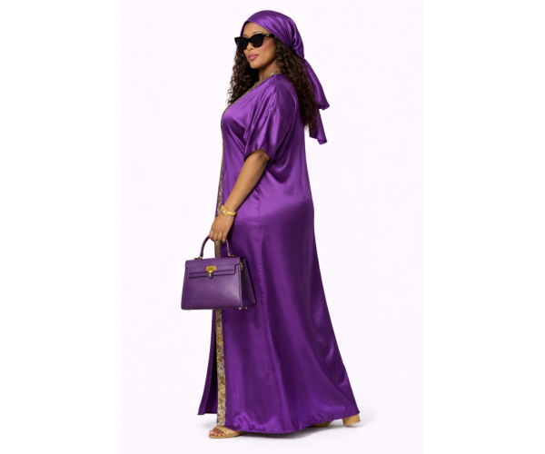 Kaftan satin et brocart fil d'or