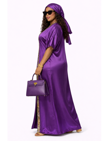 Kaftan satin et brocart fil d'or