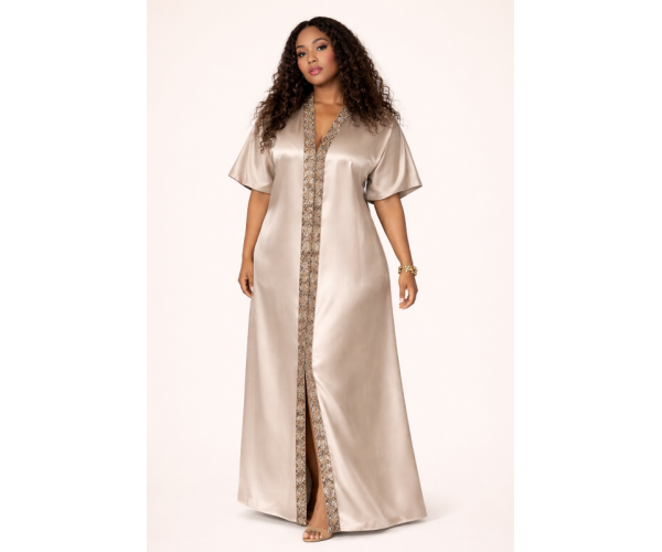 Kaftan satin et brocart fil d'or