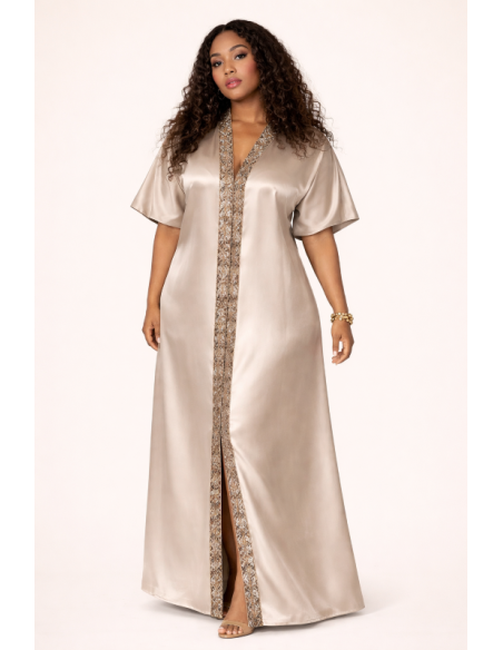 Kaftan satin et brocart fil d'or