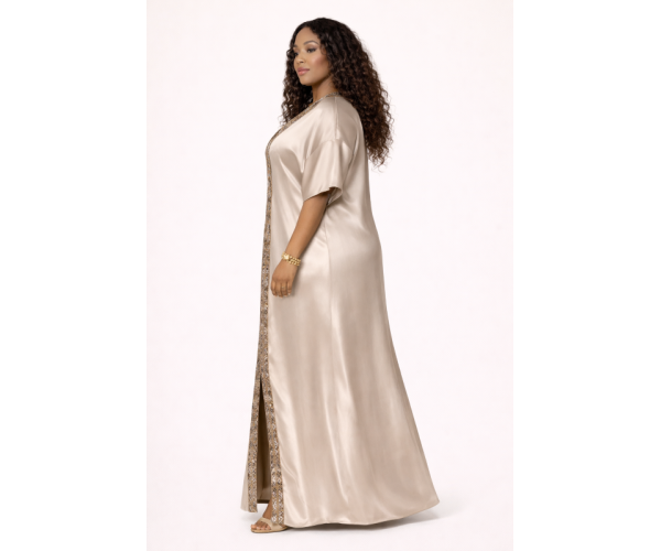 Kaftan satin et brocart fil d'or