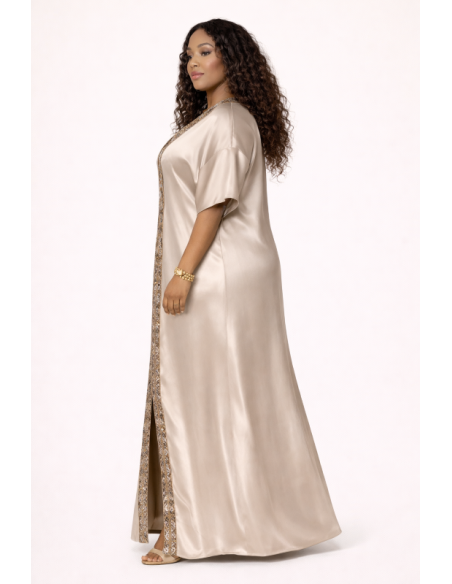 Kaftan satin et brocart fil d'or