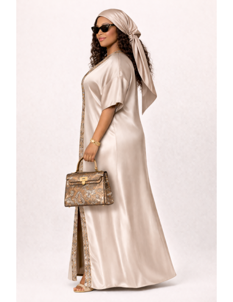 Kaftan satin et brocart fil d'or