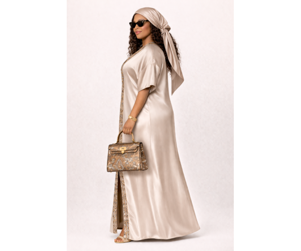 Kaftan satin et brocart fil d'or