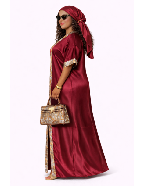 Kaftan satin et brocart fil d'or