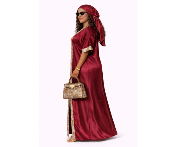 Kaftan satin et brocart fil d'or