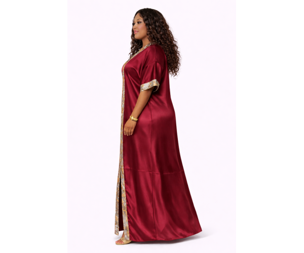 Kaftan satin et brocart fil d'or