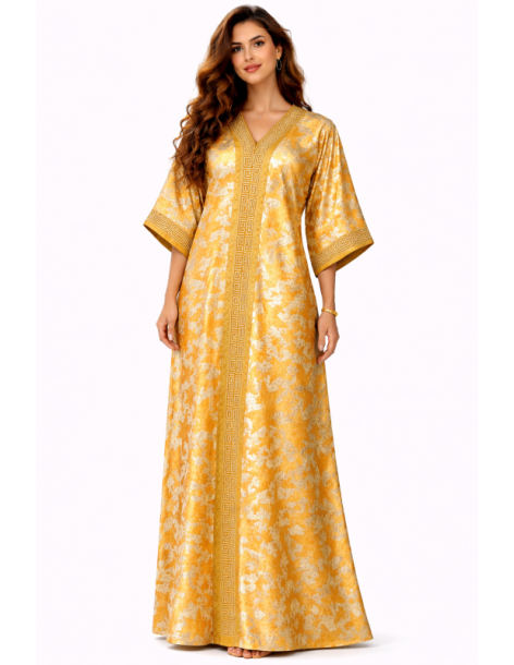 Kaftan satin et brocart strass