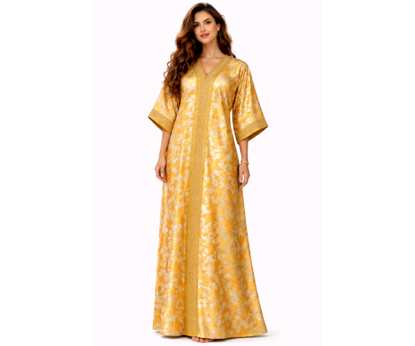 Kaftan satin et brocart strass