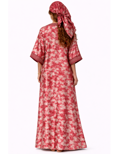 Kaftan satin et brocart strass