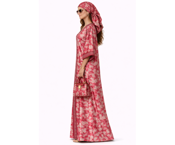 Kaftan satin et brocart strass