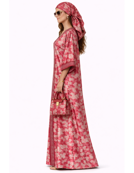 Kaftan satin et brocart strass