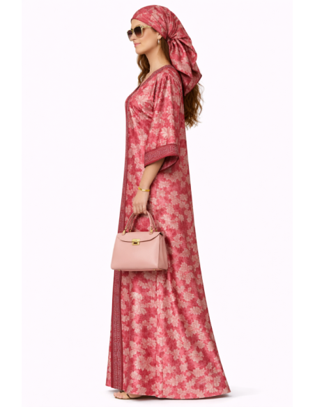 Kaftan satin et brocart strass