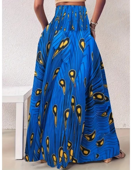 Sublime jupe imprimée wax bleu roi