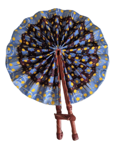 Éventail en wax et cuir fait main – Accessoire artisanal chic et unique 2