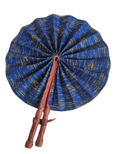 Éventail en wax et cuir fait main – Accessoire artisanal chic et unique 2