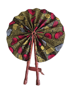 Éventail en wax et cuir fait main – Accessoire artisanal chic et unique 2