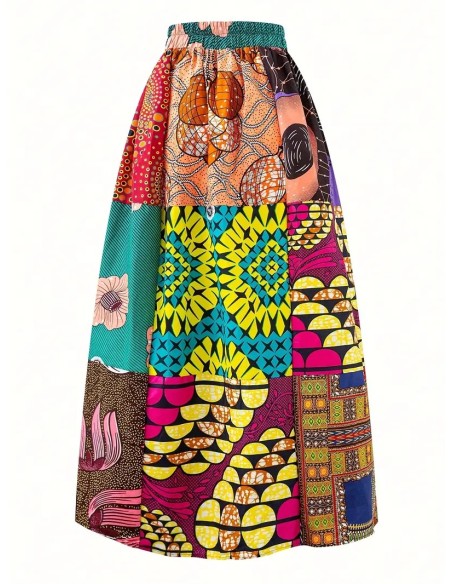 Jupe wax motif patchwork