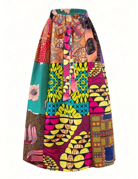 Jupe wax motif patchwork