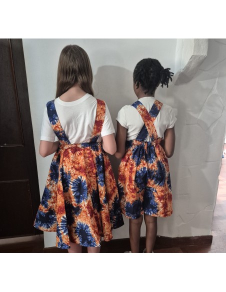 Robe salopette fillette en Wax Étnique & Colorée – Tissu Africain Authentique | Olayek