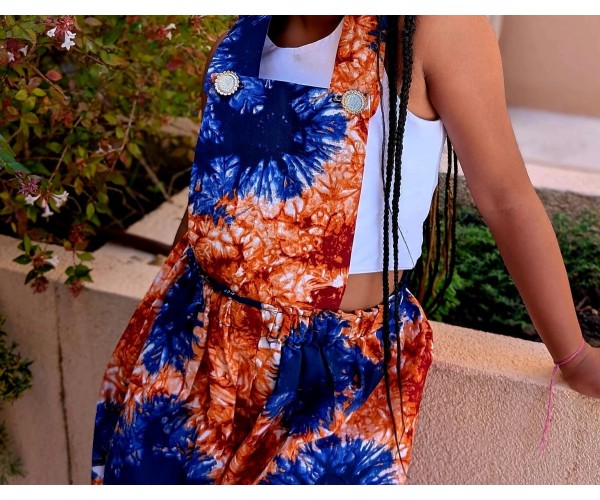 Short salopette fillette en Wax Étnique & Colorée – Tissu Africain Authentique | Olayek