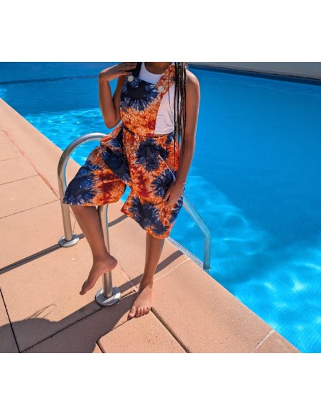 Robe salopette fillette en Wax Étnique & Colorée – Tissu Africain Authentique | Olayek