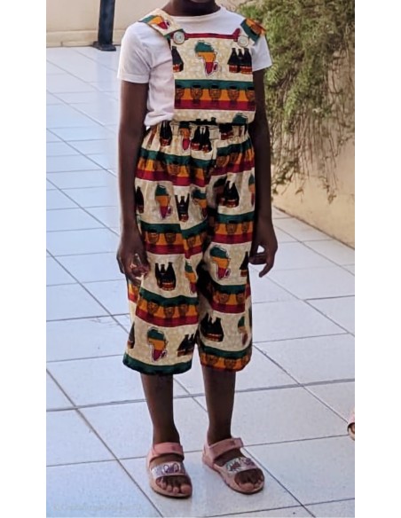 Short salopette fillette en Wax Étnique & Colorée – Tissu Africain Authentique | Olayek