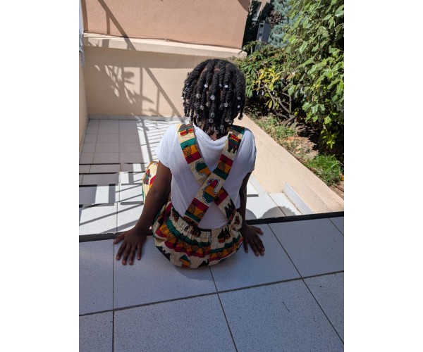 Short salopette fillette en Wax Étnique & Colorée – Tissu Africain Authentique | Olayek