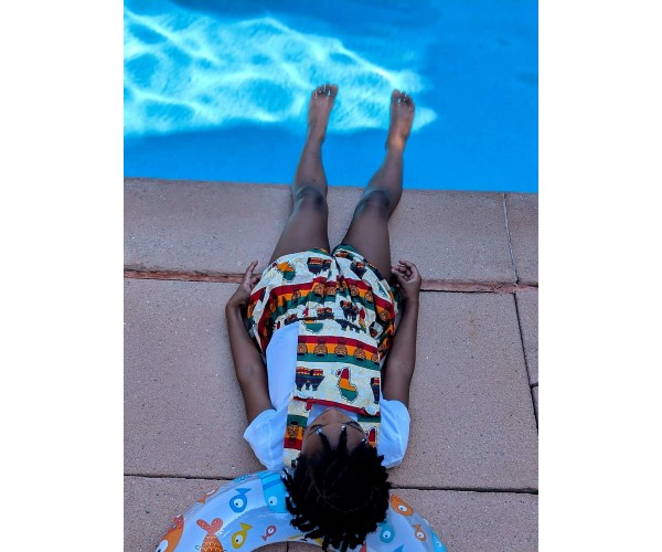 Short salopette fillette en Wax Étnique & Colorée – Tissu Africain Authentique | Olayek