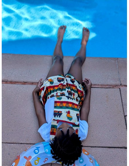 Short salopette fillette en Wax Étnique & Colorée – Tissu Africain Authentique | Olayek