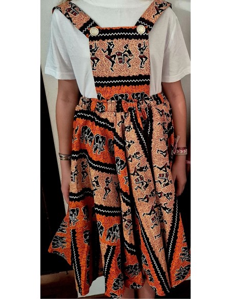 Robe salopette fillette en Wax Étnique & Colorée – Tissu Africain Authentique | Olayek