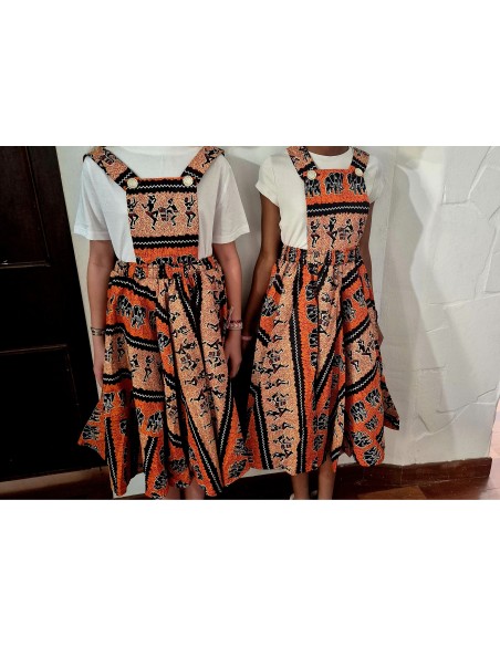 Robe salopette fillette en Wax Étnique & Colorée – Tissu Africain Authentique | Olayek